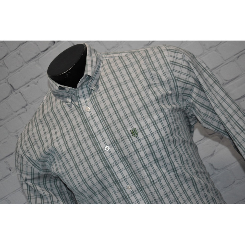 Heybo Outdoors Shirt Mens Medium Green Plaid Fishing Hiking Long Sleeve Stretch